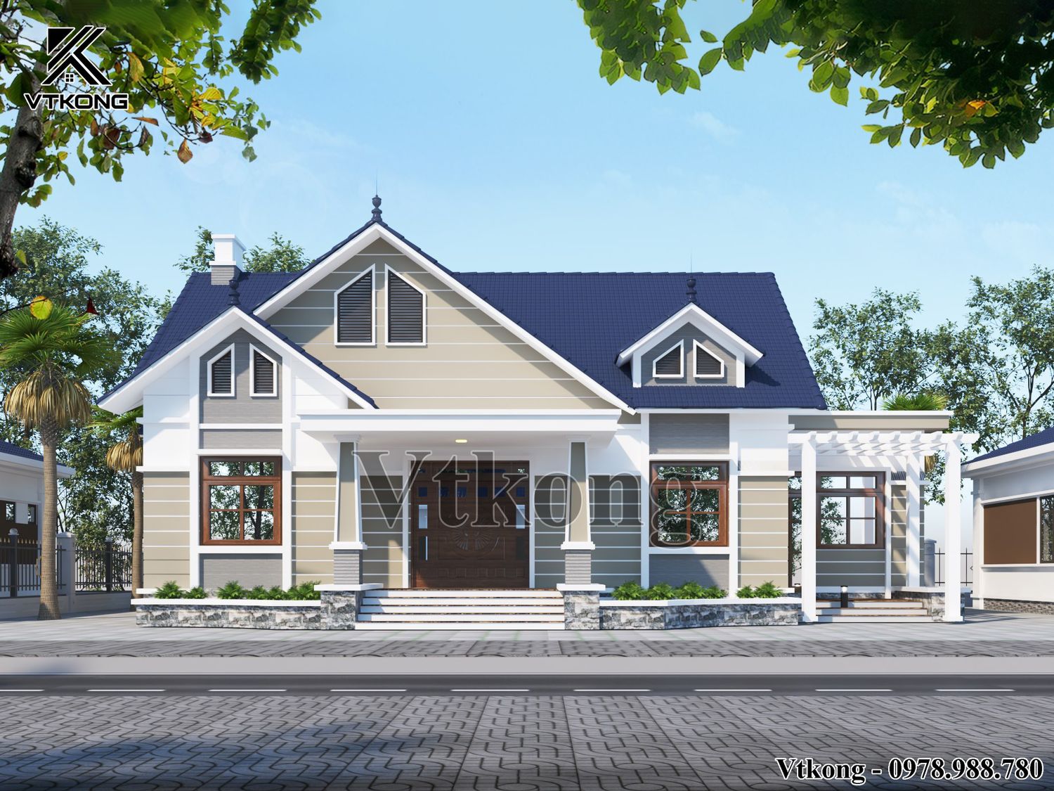 Mặt Tiền Mẫu Nhà Đẹp 9X15M Được Thiết Kế Tỉ Mỉ , Tinh Tế Thiet Ke Mau Nha Dep 9X15M Dep Mai Thai Tai Hai Phong Bt1T37