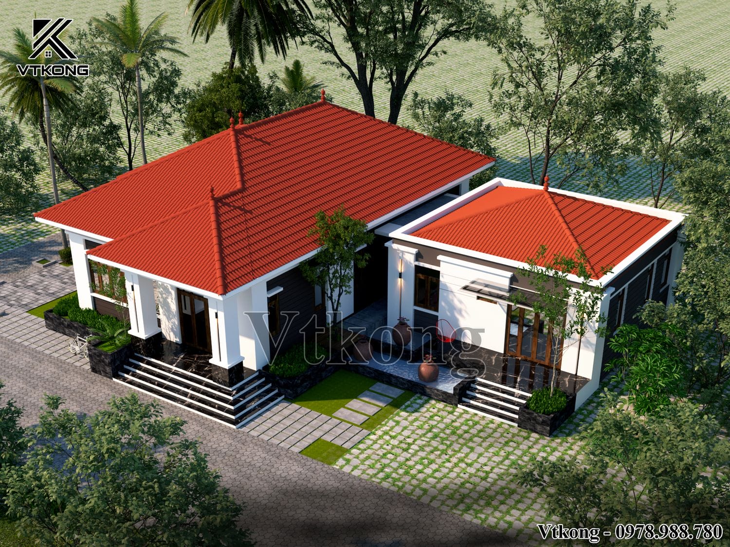 Phối Cảnh Tổng Thể Biệt Thự Vườn 1 Tầng 250M2 Phoi Canh Tong The Biet Thu Vuon 1 Tang 250M2 Bt1T72