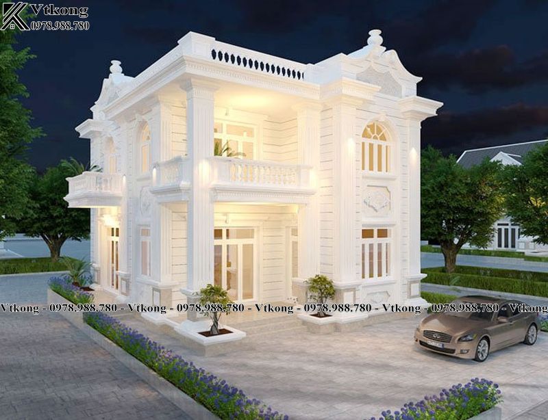 99+ Mẫu Biệt Thự Tân Cổ Điển 2 Tầng Đẹp Nguy Nga, Tráng Lệ Khiến Ai Cũng Phải Trầm Trồ 5 Phối Cảnh Góc Nghiêng Biệt Thự 2 Tầng Tân Cổ Điển Mái Bằng