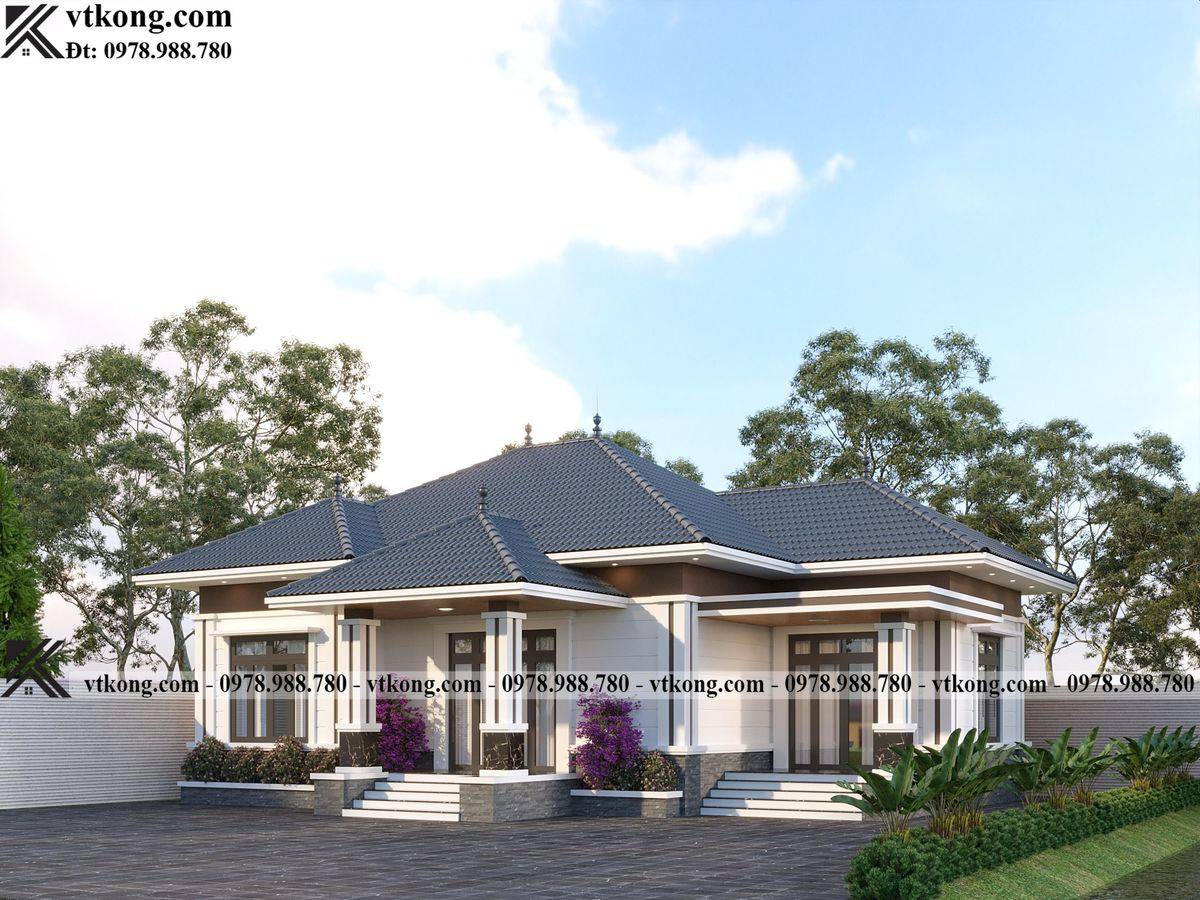 Thiet Ke Mau Biet Thu 1 Tang 4 Phong Ngu 12X16M Don Gian Nc4137 4