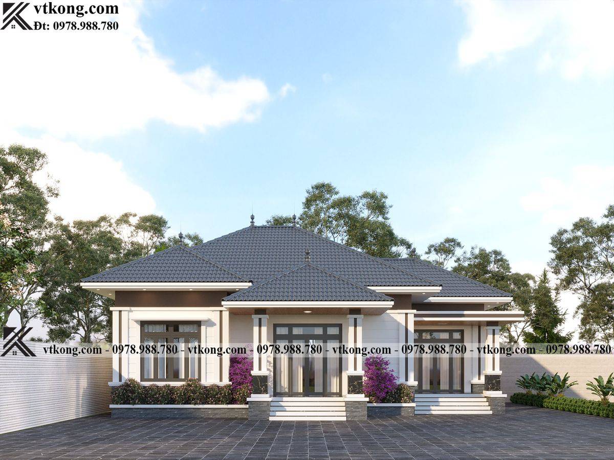 Thiet Ke Mau Biet Thu 1 Tang 4 Phong Ngu 12X16M Don Gian Nc4137 5