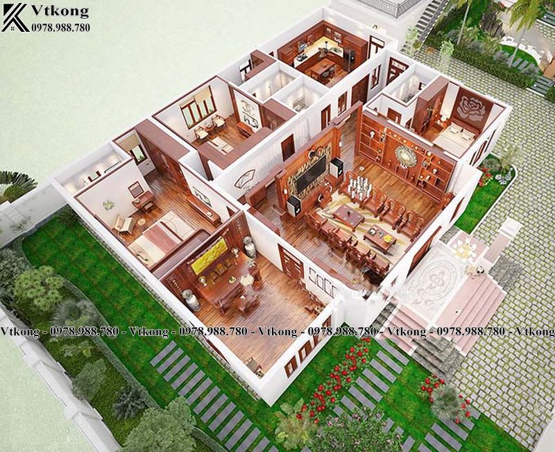 Top 50 Mẫu Biệt Thự 1 Tầng Kiểu Pháp Được Yêu Thích Nhất 7 Công Năng Biệt Thự 1 Tầng 3 Phòng Ngủ Kiểu Pháp