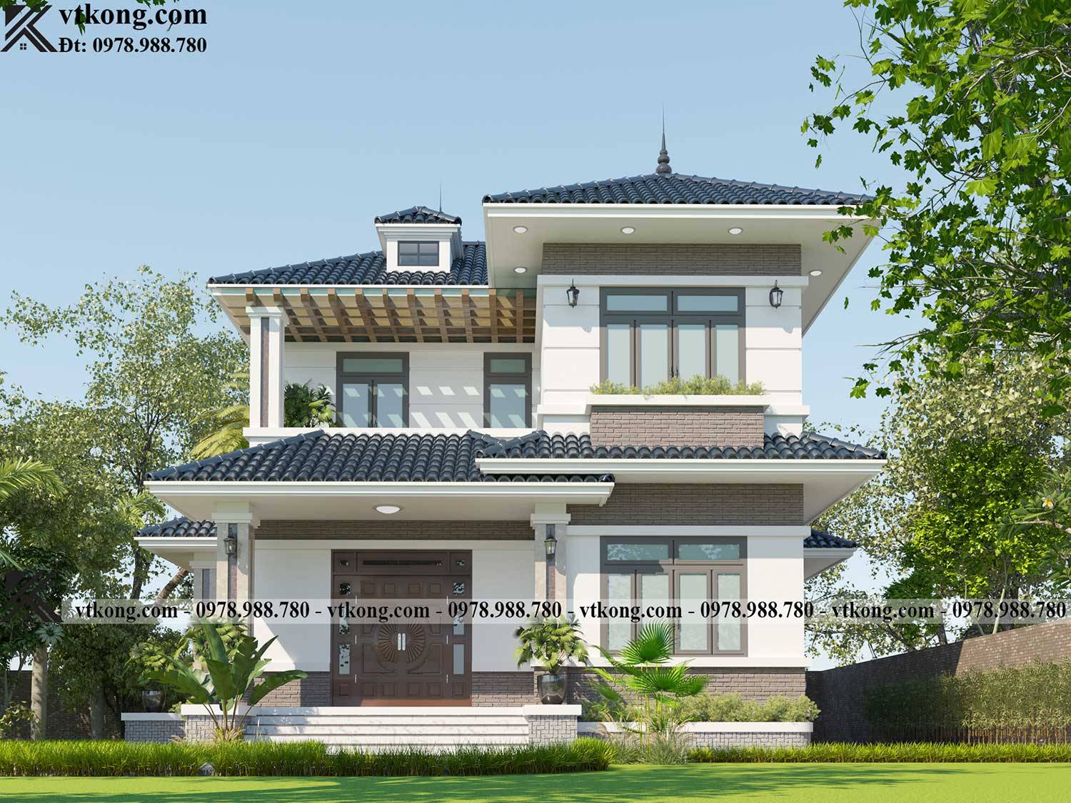 Phoi Canh Chinh Dien Biet Thu 2 Tang 9X13M Bt2T118