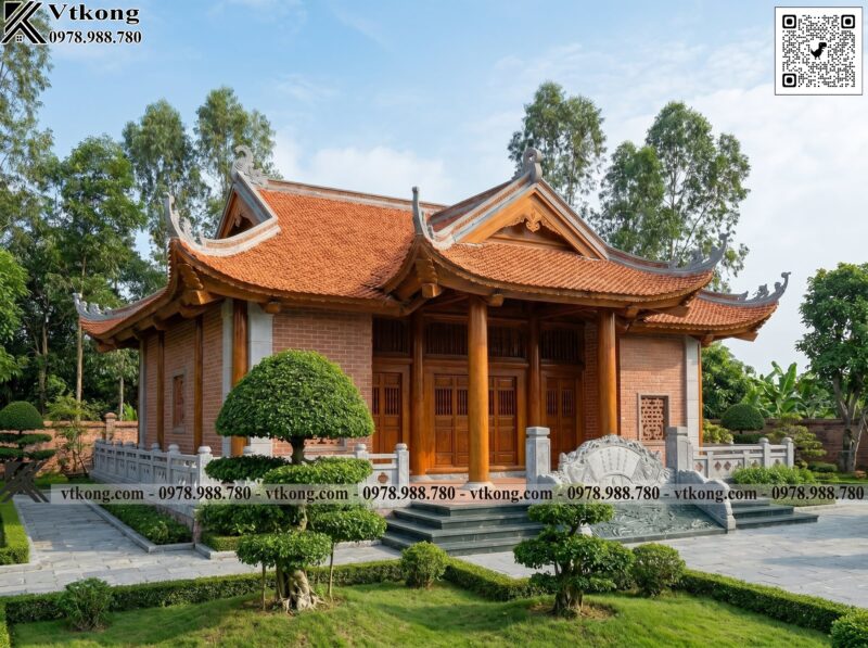 Hệ Trụ Cột Màu Đỏ Tạo Nét Cổ Kính, Trầm Mặc Cho Thiết Kế Thiet Ke Thi Cong Nha Tho Ho 1 Tang Dep Nth002