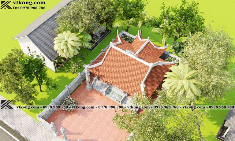 Mẫu thiết kế nhà thờ họ 4 mái 12x9m tại Thanh Hóa NTH006