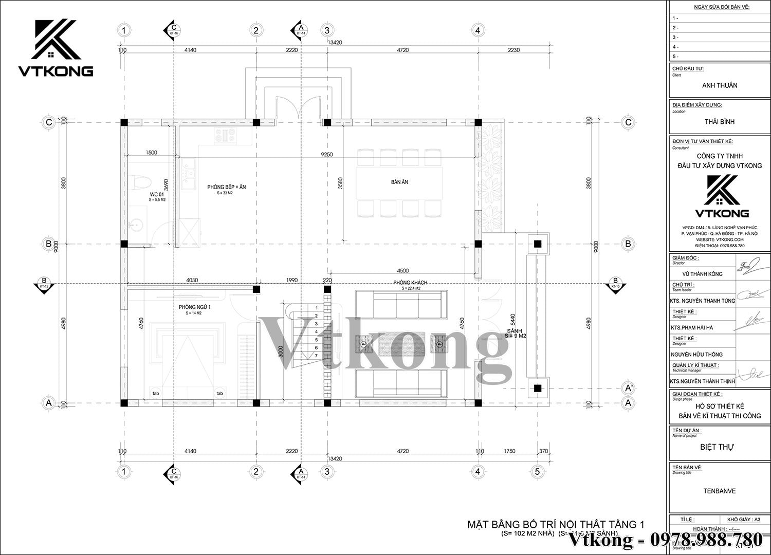 Mặt Bằng Nội Thất Tầng 1 Biệt Thự 2 Tầng Mái Thái 9X11M Mặt Bằng Nội Thất Tầng 1 Biệt Thự 2 Tầng Mái Thái 9X11M