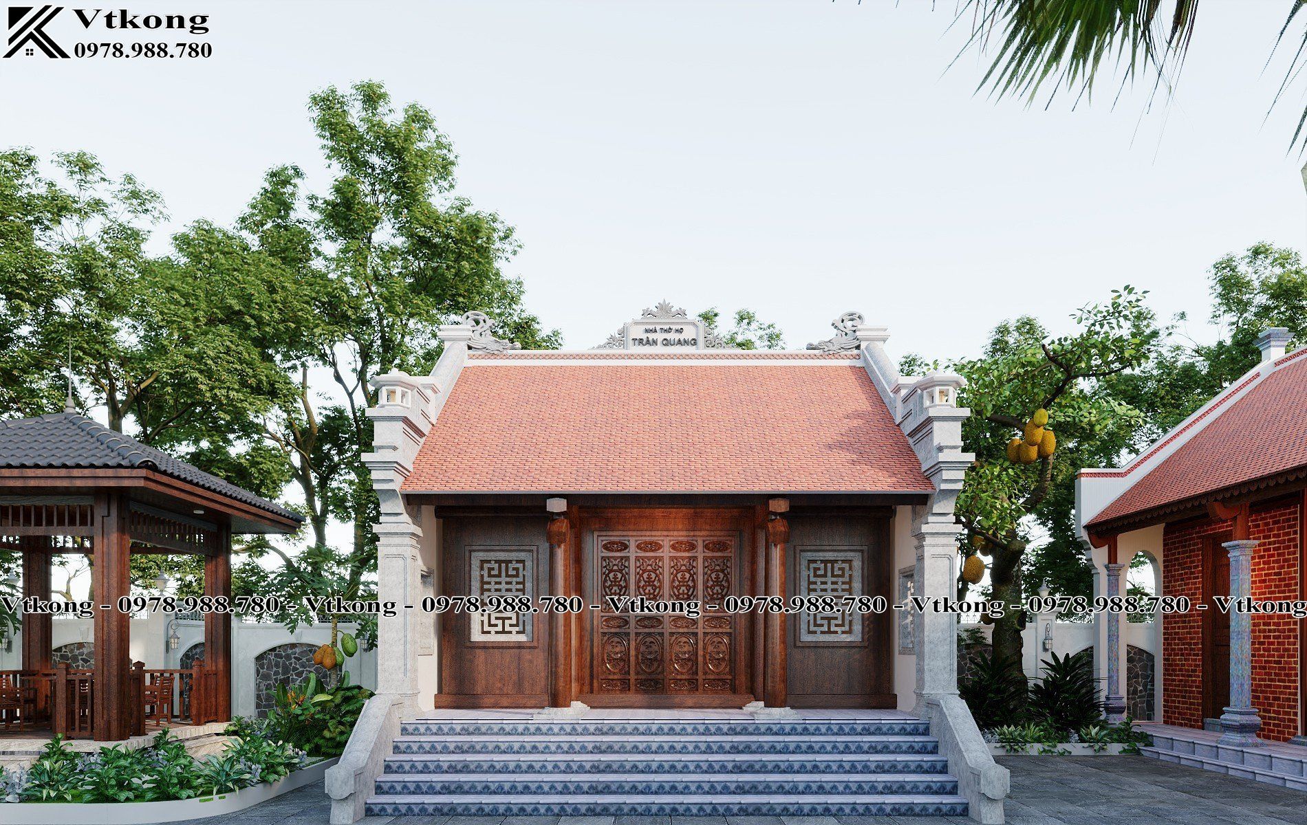 Mặt Tiền Của Công Trình Nhà Thờ Họ 3 Gian 2 Mái Nth017 Mat Tien Nha Tho Ho 3 Gian 2 Mai 6X5M Nth017