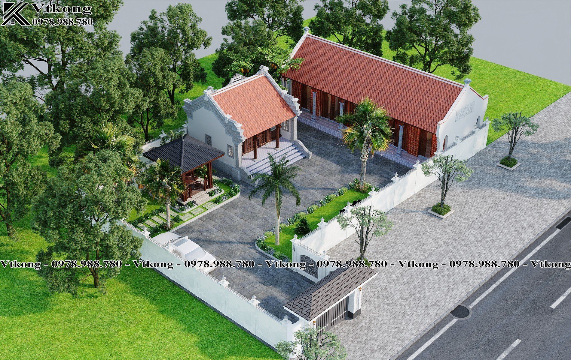 Mẫu Nhà Thờ Họ 3 Gian 2 Mái 6X5M Tại Thái Thụy Thái Bình Nth017 1 Mau Nha Tho Ho Bang Be Tong Gia Go 6X5M Nth017
