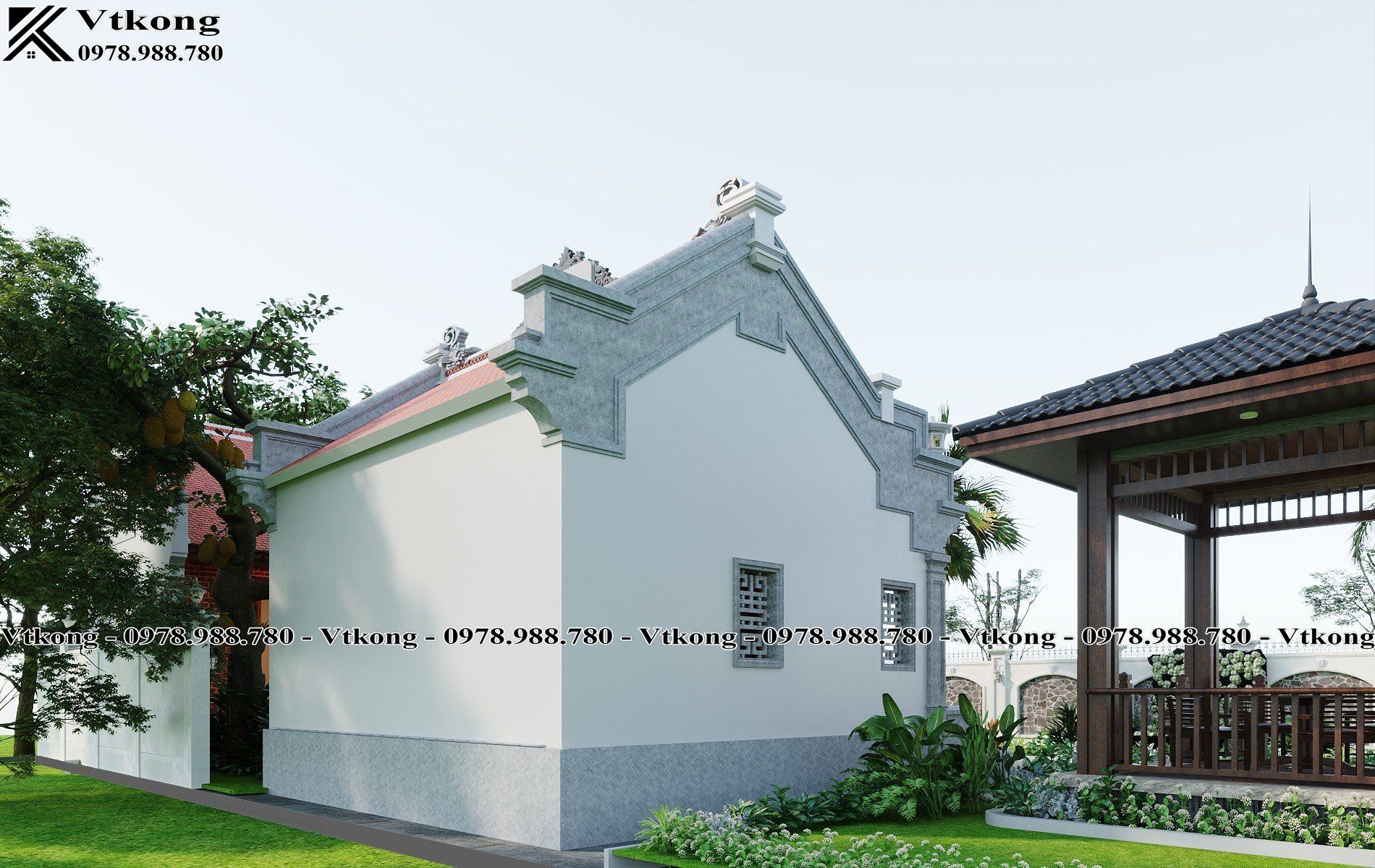 Nhà Thờ Họ Với Thiết Kế Hai Mái Truyền Thống Là Minh Chứng Cho Tấm Lòng Thành Kính Của Con Cháu Với Ông Bà, Tổ Tiên Nha Tho Ho Bang Be Tong Cot Thep 6X5M Nth017