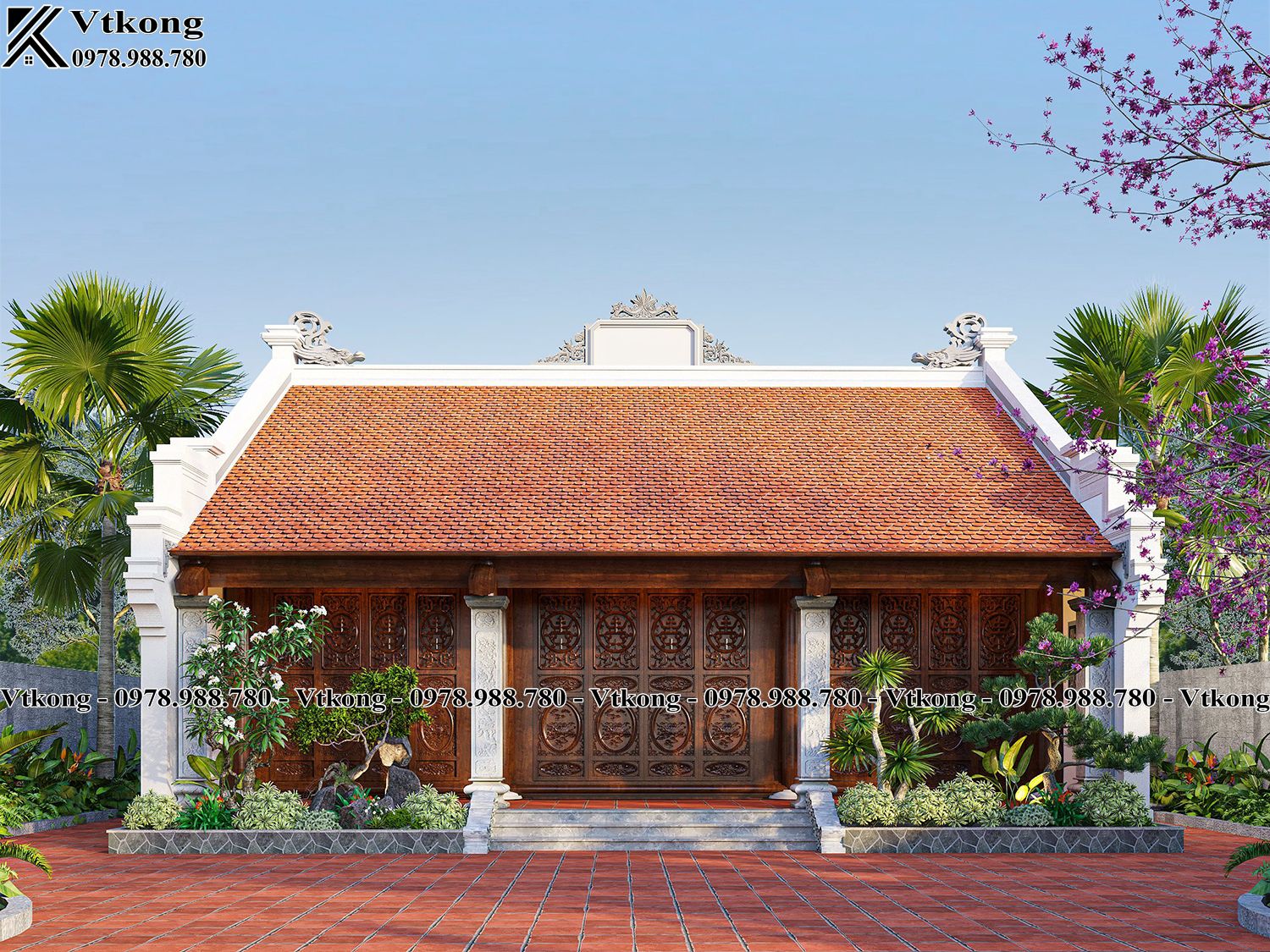 Chòi Nghỉ Bên Trong Khuôn Viên Sân Của Nhà Thờ Họ Thiet Ke Nha Tho Ho 3 Gian 2 Mai Dep Nth015