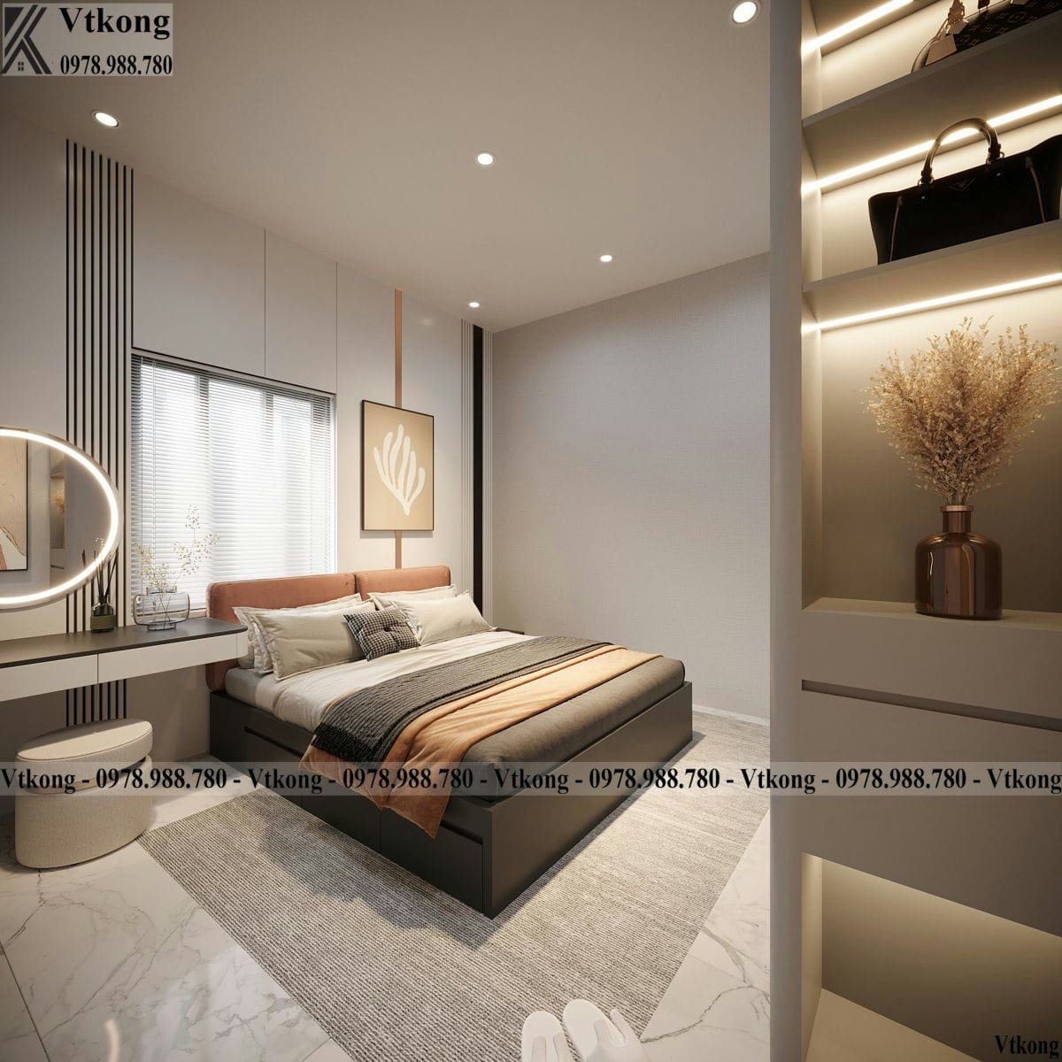 Nội Thất Phòng Ngủ Nhà Phố Đẹp Nhẹ Nhàng, Thanh Thoát Mẫu Phòng Ngủ Tầng 3 Nội Thất Nhà Phố 3 Tầng Hiện Đại