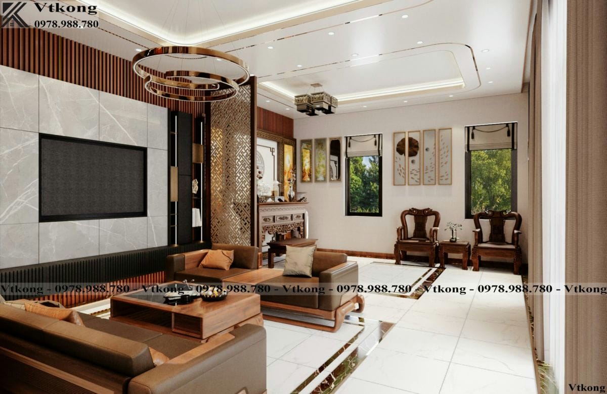 Phòng Khách Mẫu Nội Thất Biệt Thự 1 Tầng Đẹp