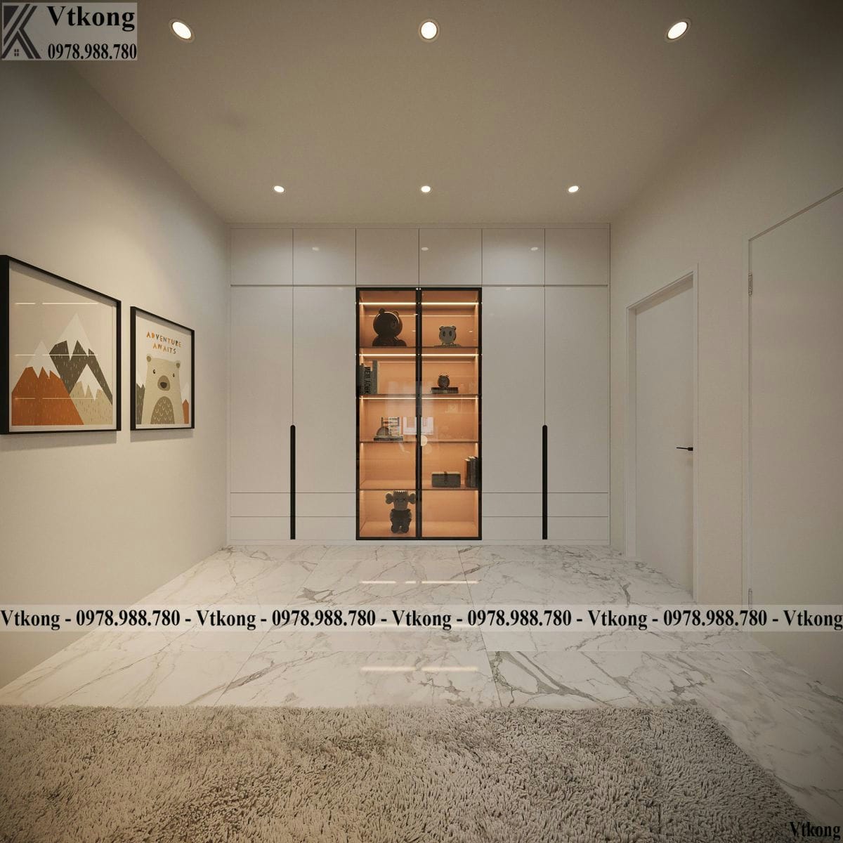 Tủ Trưng Bày Kết Hợp Tủ Quần Áo Kịch Trần Trong Phòng Ngủ Nhà Phố Đầy Mới Lạ Phòng Ngủ Con Gái Nội Thất Nhà Phố 3 Tầng Hiện Đại