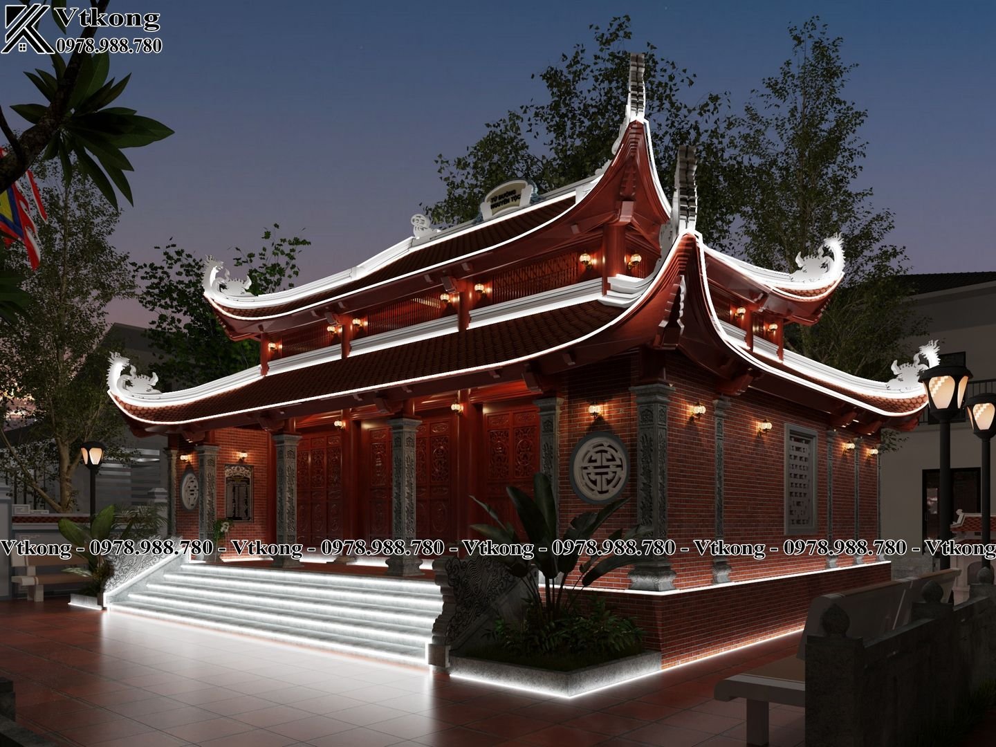 Vẻ Đẹp Lung Linh, Ấn Tượng Của Mẫu Nhà Thờ Họ 8 Mái Khi Về Đêm He-Thong-Den-Trong-Mau-Nha-Tho-Ho-8-Mai