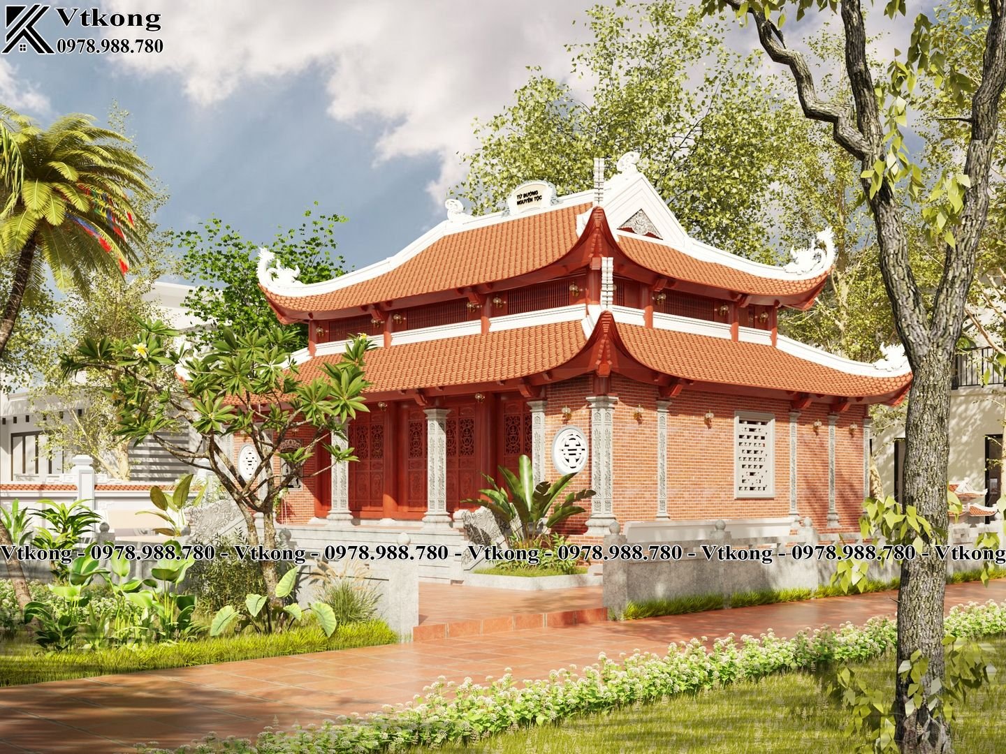 Cảnh Quan Sân Vườn Trong Mẫu Thiết Kế Nhà Thờ Họ 8 Mái Hinh-Anh-Nha-Tho-Ho-8-Mai