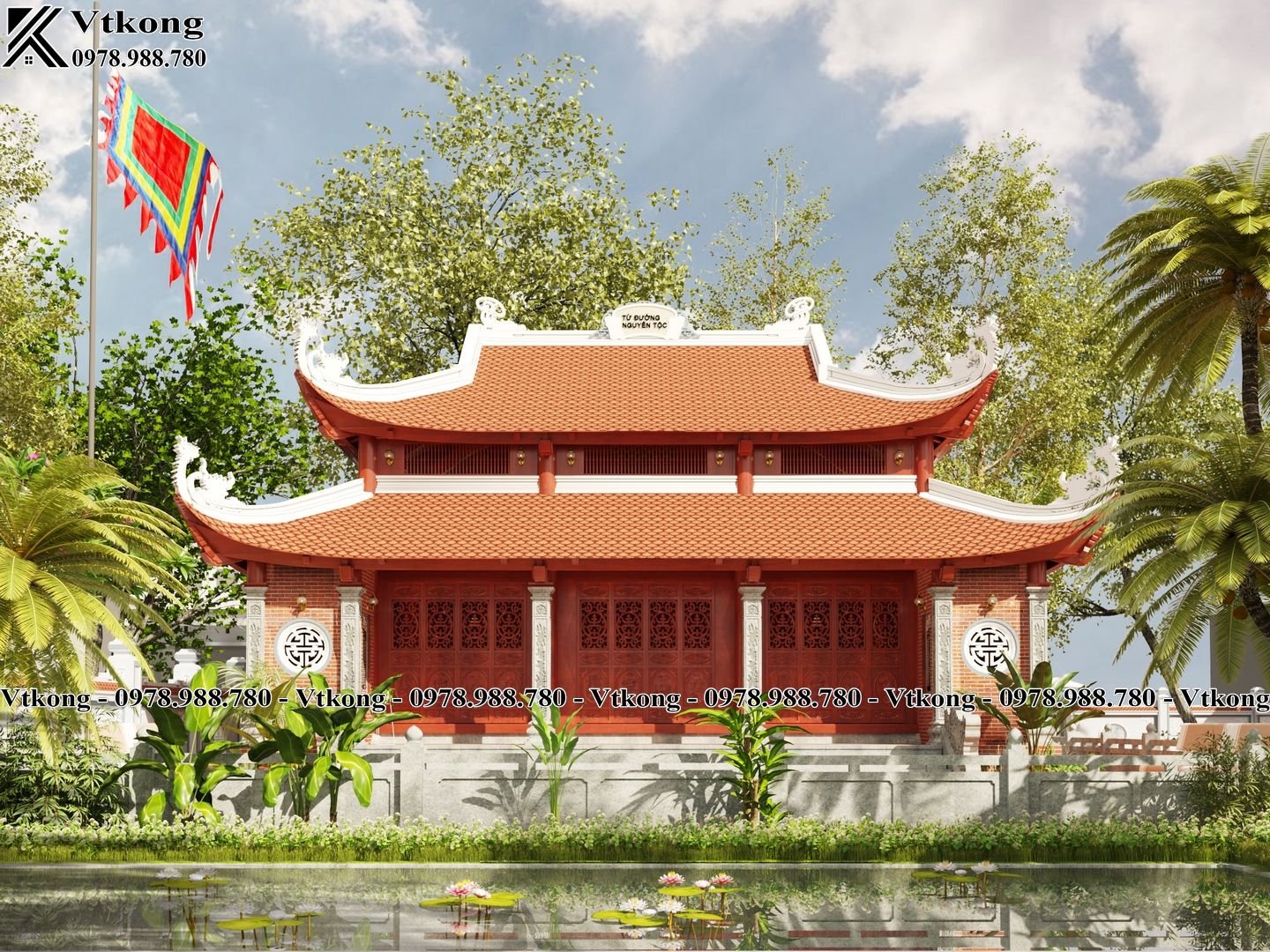Thiết Kế Mặt Tiền Mẫu Nhà Thờ Họ 8 Mái Đẹp Nổi Bật Mat-Tien-Nha-Tho-Ho-8-Mai
