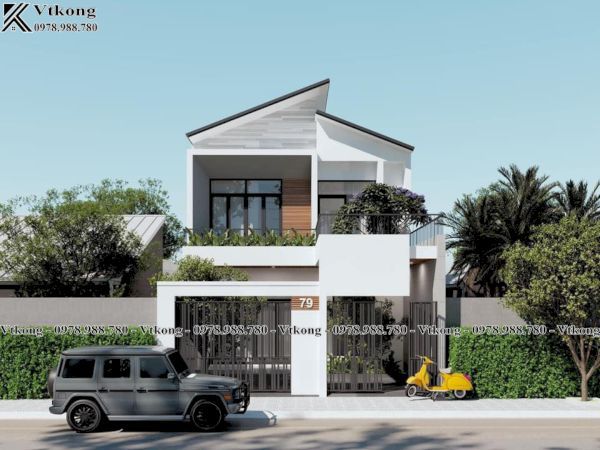 Nhà Mái Lệch 2 Tầng Giá Rẻ