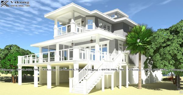 Mẫu Nhà Sàn Đẹp Đơn Giản 2 Tầng Thiet-Ke-Mau-Nha-San-Dep-Don-Gian-2-Tang