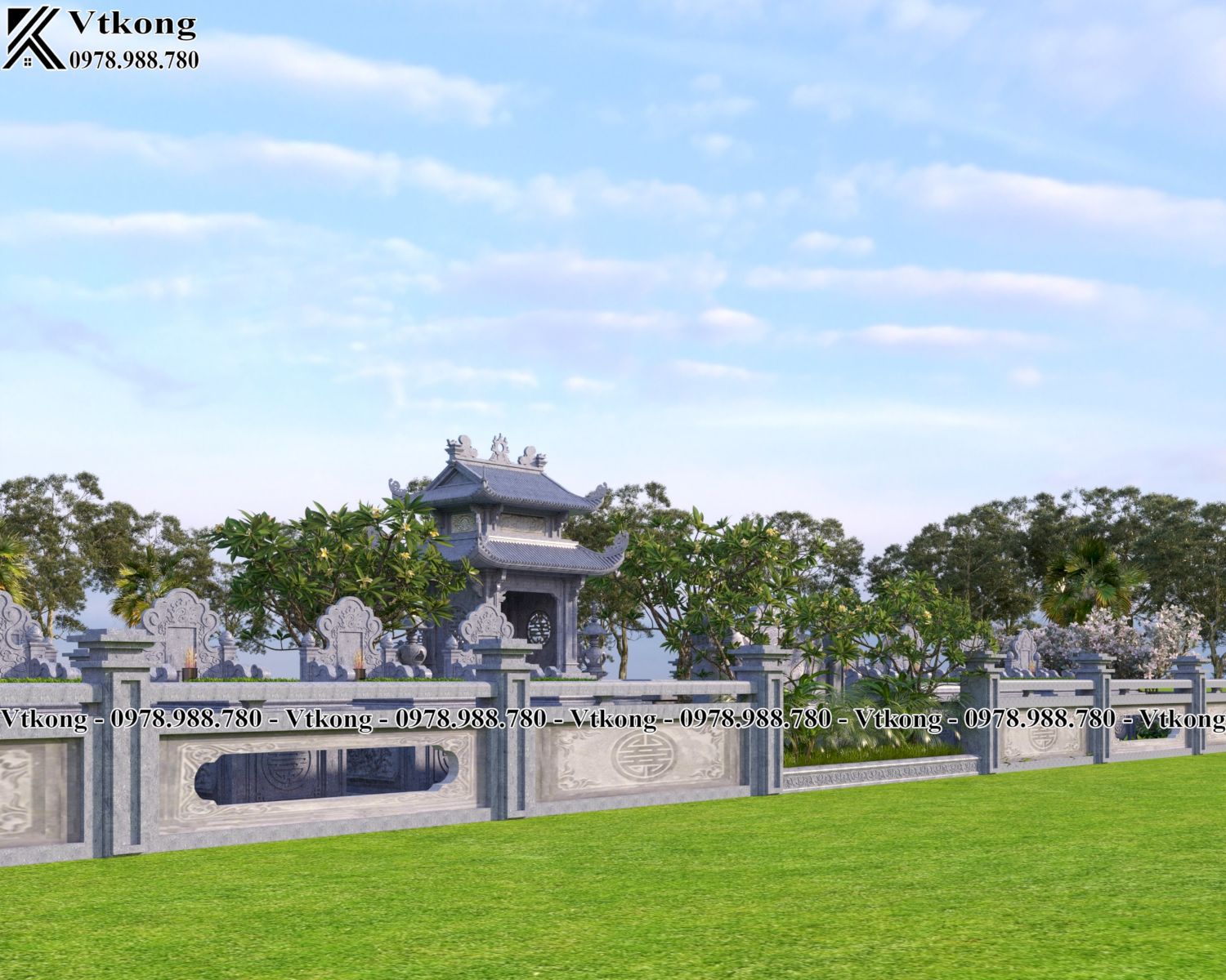 Hệ Tường Rào Làm Từ Đá Xanh Nguyên Khối Chất Lượng, Kiên Cố Tuong-Rao-Mau-Lang-Mo-Da-6X20M
