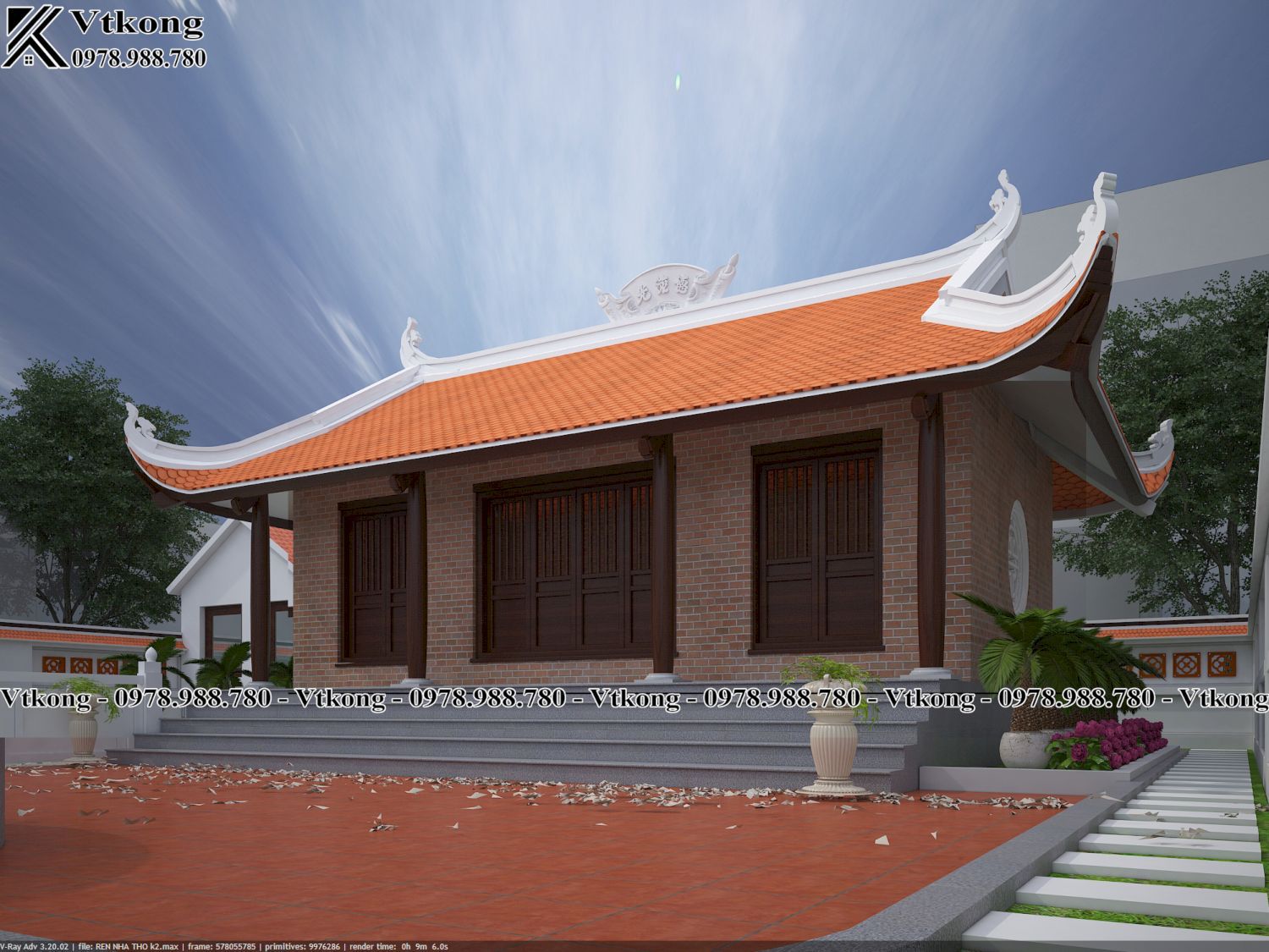 Ảnh 3D Mẫu Nhà Thờ 3 Gian 4 Mái 8X6M Tại Quảng Ninh Nth50 3D-Nha-Tho-3-Gian-4-Mai-8X6M-Tai-Quang-Ninh-Nth50