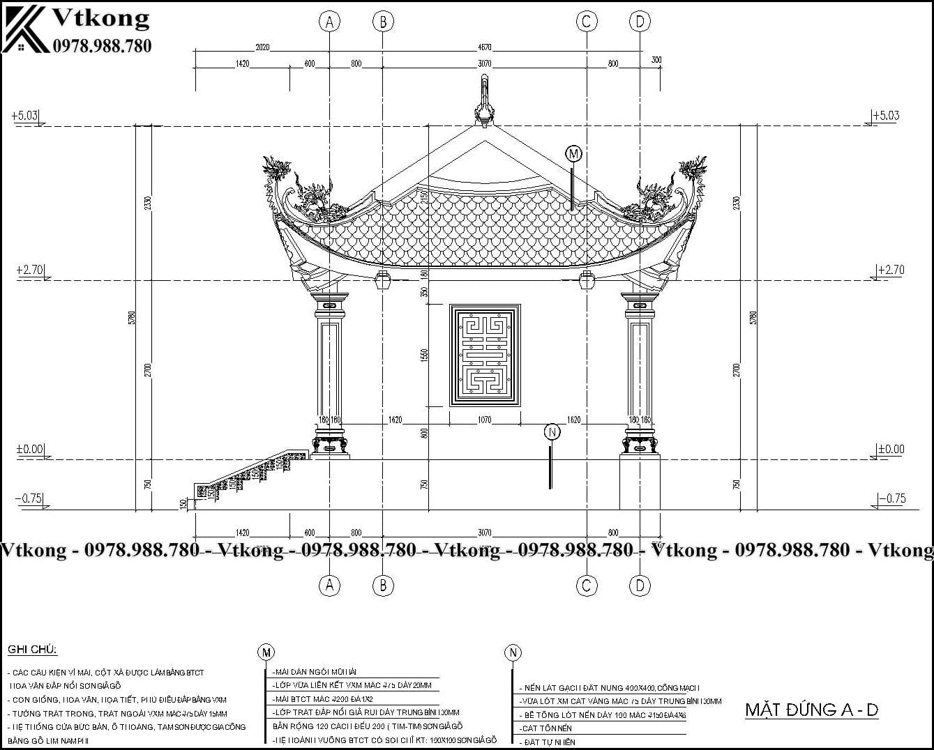 Bản Vẽ Mặt Bên Mẫu Thiết Kế Nhà Thờ 1 Gian 4 Mái 6X5M Tại Nghệ An Ban Ve Mat Ben Nha Tho Ho 1 Gian 4 Mai Nth56