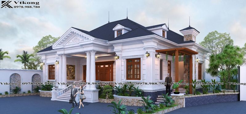 Hình Ảnh Biệt Thự 1 Tầng 2 Phòng Ngủ Tân Cổ Điển