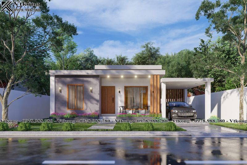 Phong Cách Hiện Đại Biệt Thự 1 Tầng Có 2 Phòng Ngủ