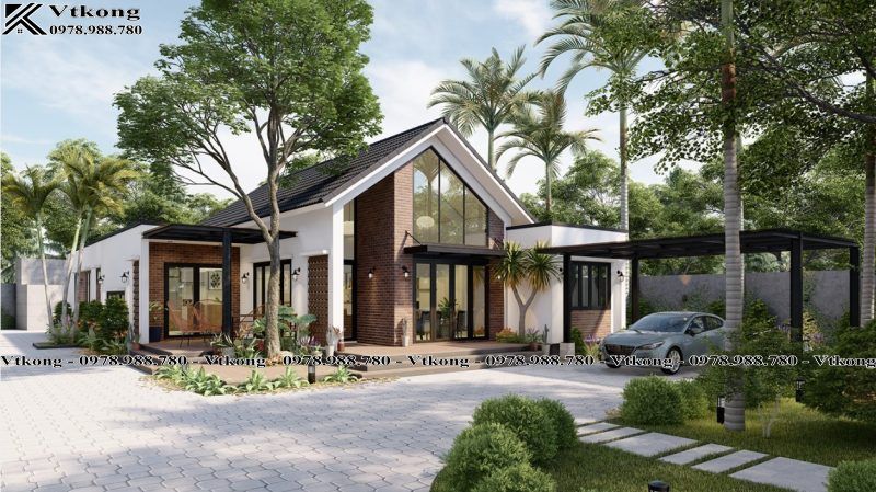 Phối Cảnh Ngoại Thất Biệt Thự 1 Tầng 4 Phòng Ngủ