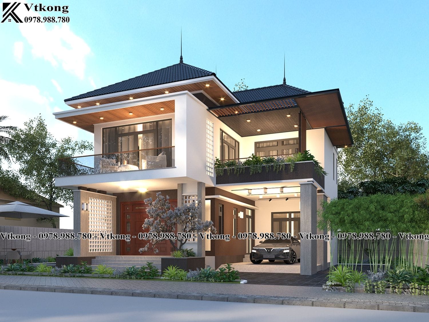 Biệt Thự 2 Tầng Mái Nhật 8X12M Có 4 Phòng Ngủ Tại Hà Tĩnh Bt2T150 1 Mau Biet Thu Mai Nhat Dep Bt2T150