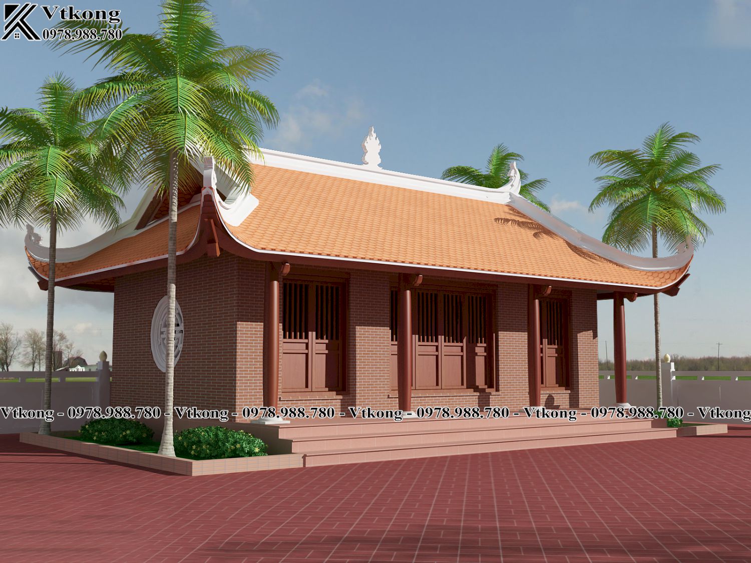 Mặt Bên Công Trình Nhà Thờ Được Bố Trí Cửa Sổ Thoáng Đãng Nha-Tho-3-Gian-4-Mai-8X6M-Tai-Quang-Ninh-Nth50-Chi-Tiet