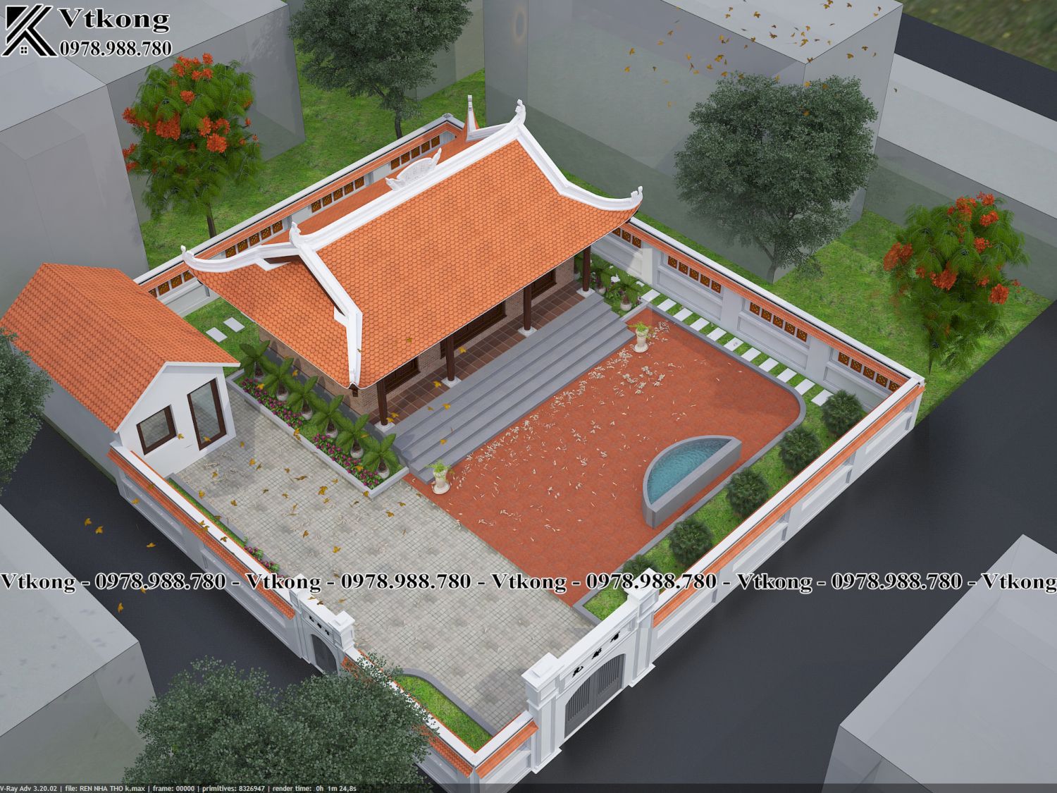 Phối Cảnh Nhà Thờ 3 Gian 4 Mái 8X6M Tại Quảng Ninh Nth50 Nha-Tho-3-Gian-4-Mai-8X6M-Tai-Quang-Ninh-Nth50-Phoi-Canh