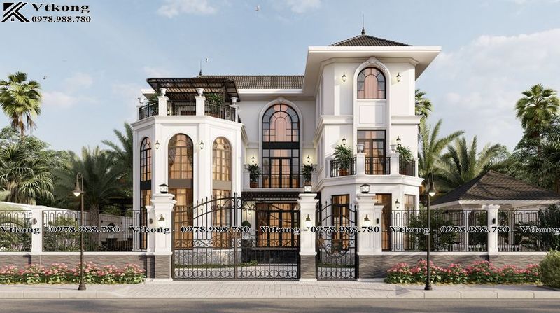 Phối Cảnh 3D Mẫu Biệt Thự Phong Cách Indochchine Mái Nhật