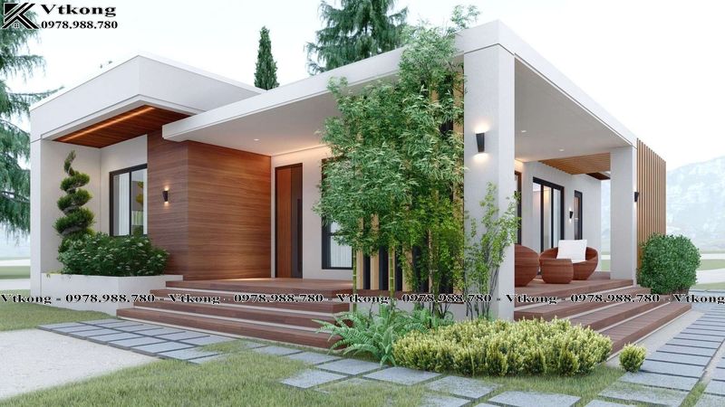 30+ Mẫu Biệt Thự 1 Tầng 2 Mặt Tiền Tiện Nghi, Thoáng Đãng Dành Cho Mọi Nhà 3 Phối Cảnh Mẫu Biệt Thự 1 Tầng Mái Bằng 2 Mặt Tiền