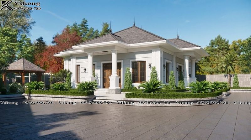 30+ Mẫu Biệt Thự 1 Tầng 2 Mặt Tiền Tiện Nghi, Thoáng Đãng Dành Cho Mọi Nhà 6 Phối Cảnh 3D Biệt Thự 1 Tầng Đép 2 Mặt Tiền Kết Kinh Doanh