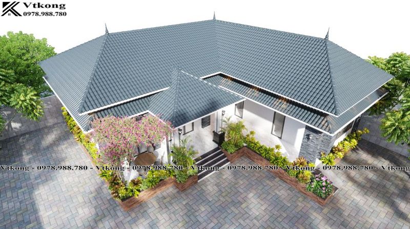30+ Mẫu Biệt Thự 1 Tầng 2 Mặt Tiền Tiện Nghi, Thoáng Đãng Dành Cho Mọi Nhà 7 Phối Cảnh Tổng Quan Biệt Thự 1 Tầng 2 Mặt Tiền Chữ L