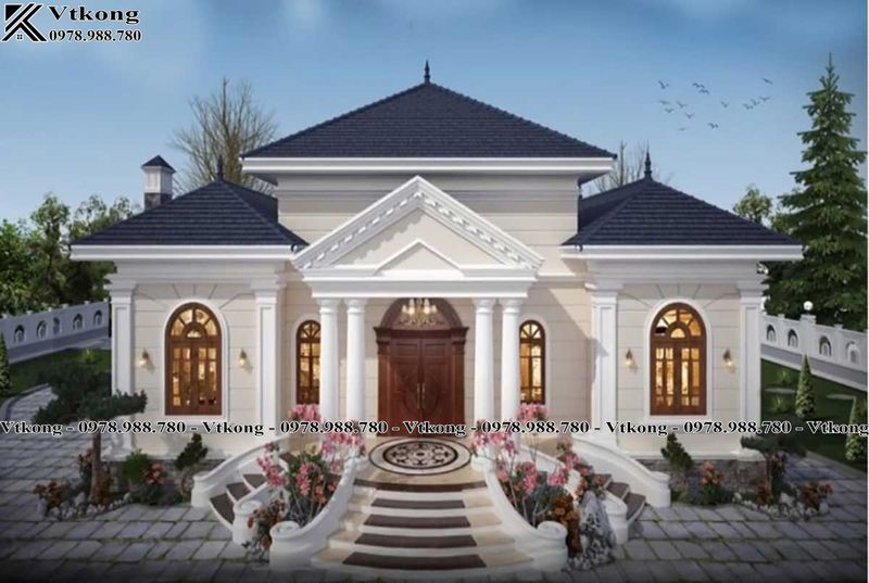 86+ Mẫu Thiết Kế Biệt Thự 1 Tầng Kiểu Châu Âu Đẳng Cấp, Thời Thượng 6 Mặt Tiền Biệt Thự 1 Tầng Kiểu Châu Âu Có 4 Phòng Ngủ
