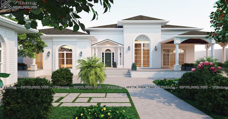 86+ Mẫu Thiết Kế Biệt Thự 1 Tầng Kiểu Châu Âu Đẳng Cấp, Thời Thượng 10 Mẫu Biệt Thự 1 Tầng Phong Cách Châu Âu Tân Cổ Điển