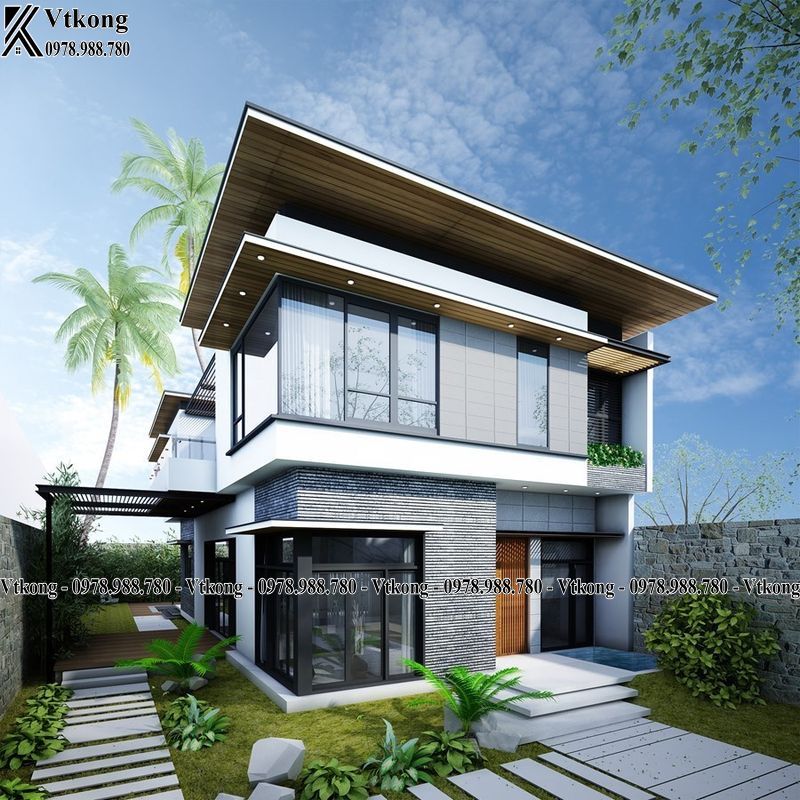 Mẫu Biệt Thự Hiện Đại Mini 2 Tầng