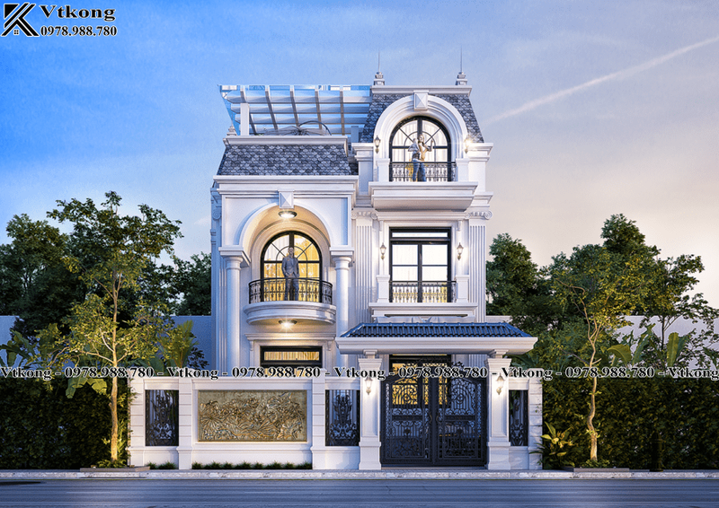 Ngoại Thất Biệt Thự Mini Mái Mansard