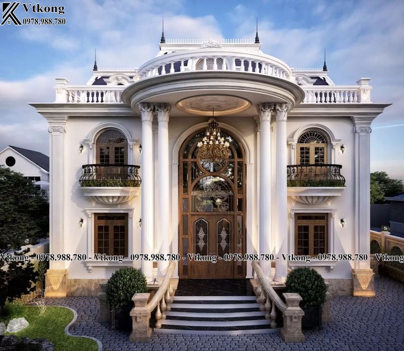 Mặt Tiền Biệt Thự Mái Mansard 2 Tầng