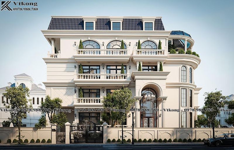 Mẫu Biệt Thự 4 Tầng Mái Mansard