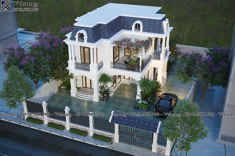 Phối Cảnh Biệt Thự Mái Mansard Chữ L