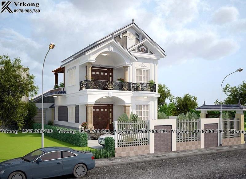 3D Góc Nghiêng Mẫu Biệt Thự 2 Tầng 100M2 Mini