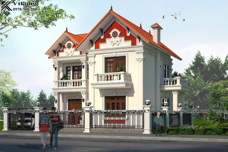 Phối Cảnh Ngoại Thất Biệt Thự Mái Thái Mini 2 Tầng