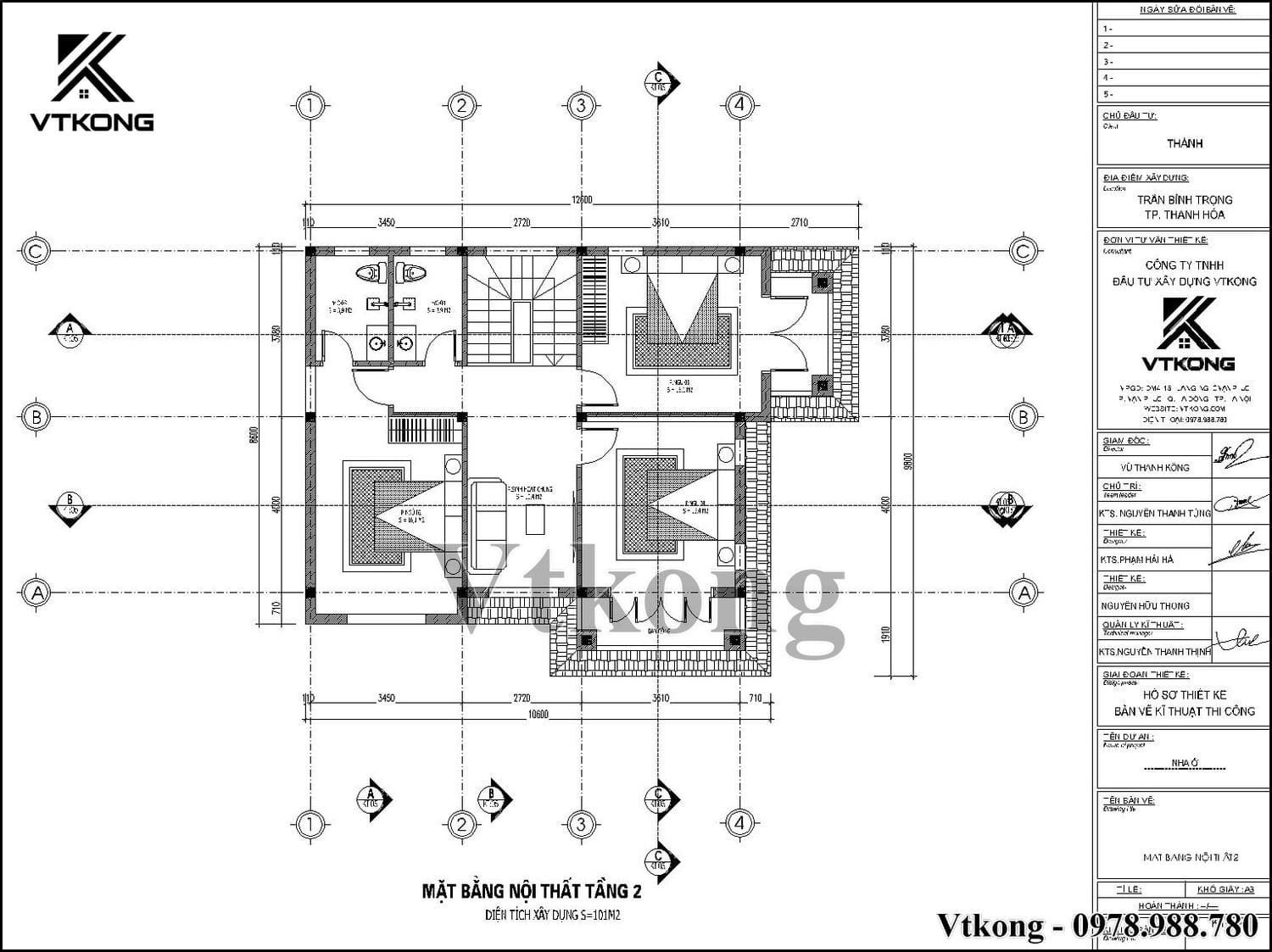 Mặt Bằng Tầng 2 Biệt Thự 2 Tầng Mái Bằng 12X9M Tại Thái Bình Mat Bang Tang 2 Biet Thu 2 Tang Mai Bang 12X9M Bt2T56