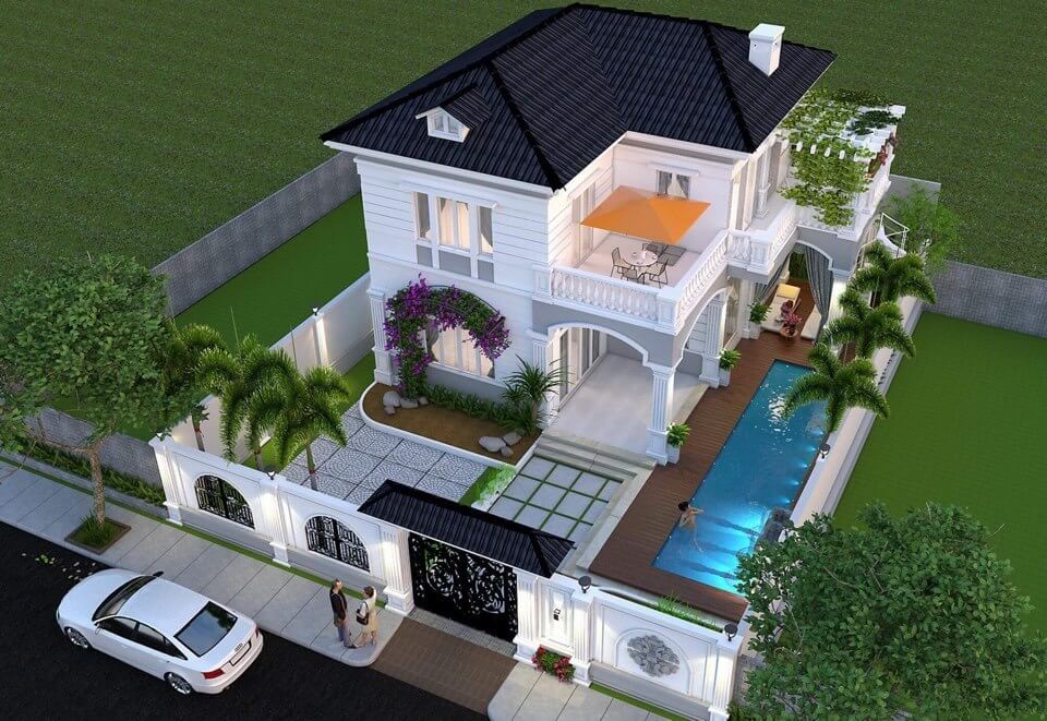 Mẫu Nhà 2 Tầng 4 Phòng Ngủ 1 Phòng Thờ Có Hồ Bơi Riêng Mẫu Nhà 2 Tầng 4 Phòng Ngủ 1 Phòng Thờ Có Hồ Bơi Riêng
