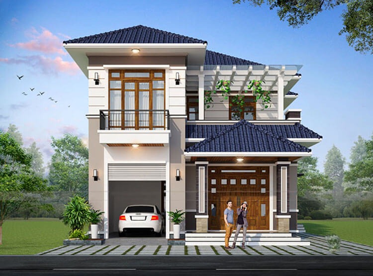 Mẫu Nhà 2 Tầng 4 Phòng Ngủ 1 Phòng Thờ Với Gara Ô Tô Rộng Rãi Mẫu Nhà 2 Tầng 4 Phòng Ngủ 1 Phòng Thờ Với Gara Ô Tô Rộng Rãi
