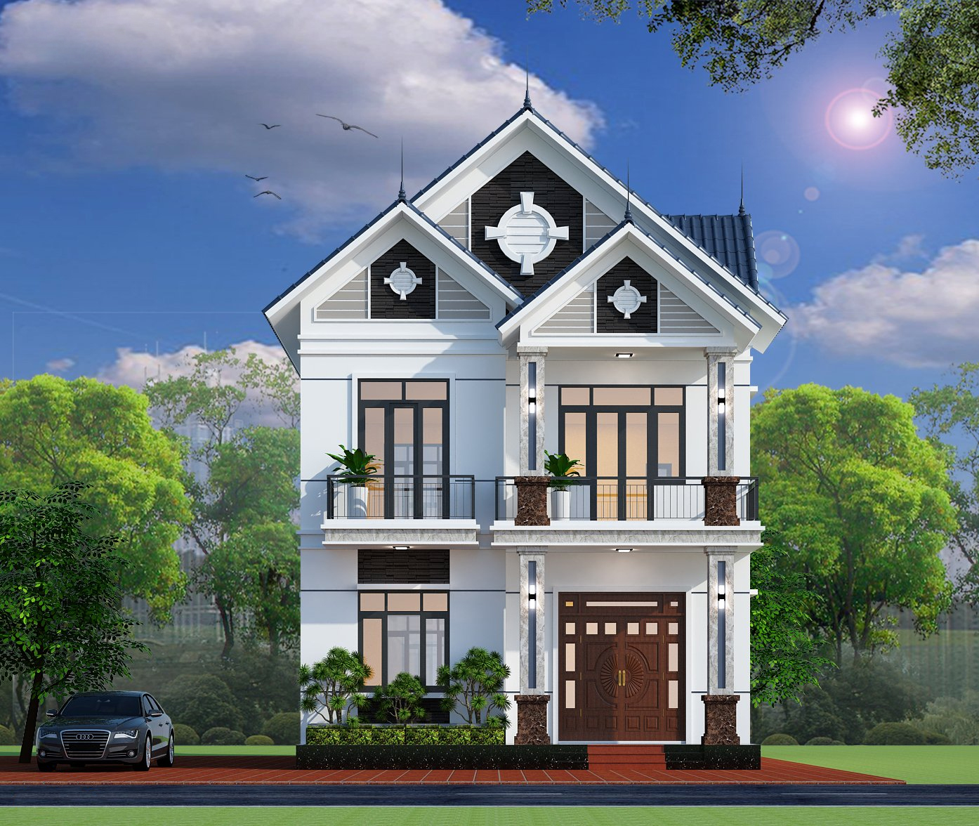 Mẫu Nhà 2 Tầng 4 Phòng Ngủ 1 Phòng Thờ Hiện Đại Với Mái Thái Mẫu Nhà 2 Tầng 4 Phòng Ngủ 1 Phòng Thờ Hiện Đại Với Mái Thái
