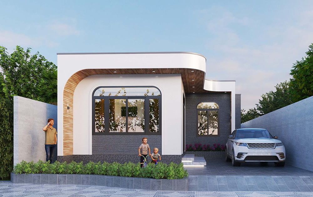 Mẫu Nhà Cấp 4 4X15M 2 Phòng Ngủ Hiện Đại Với Kính Cường Lực
