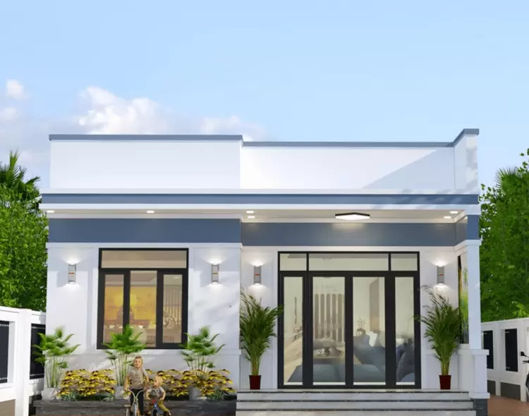 Mẫu Nhà Cấp 4 4X15M 2 Phòng Ngủ Hiện Đại Với Kính Cường Lực